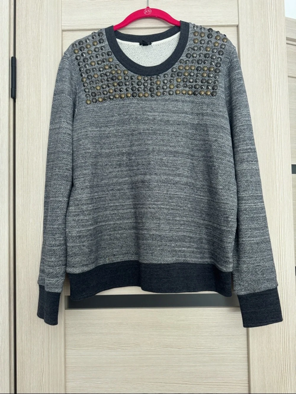 J.crew cotton Studded Grey Crewneck Sweater - Women